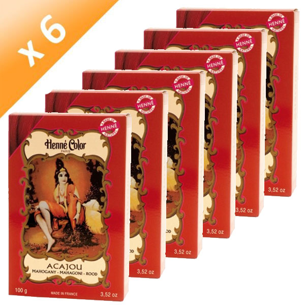 Lot de 6 Hennés Acajou Henné Color -100 poudre