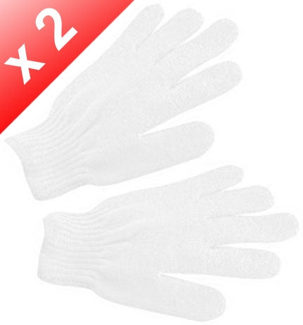 Lot de 2 Gants de gommage 5 doigts - Blanc