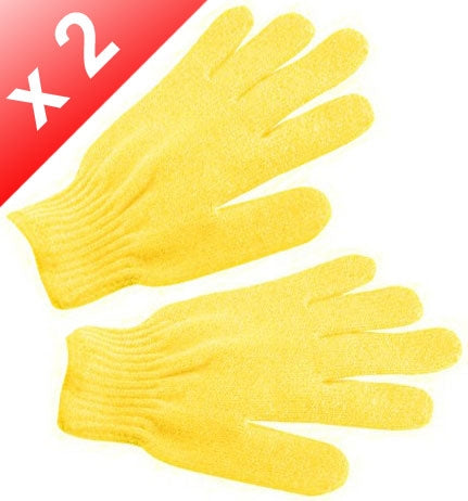 Lot de 2 Gants de gommage 5 doigt - Jaune
