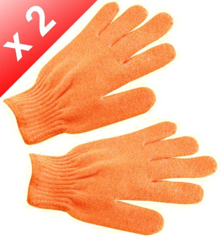 Lot de 2 Gants de gommage 5 doigts - Orange
