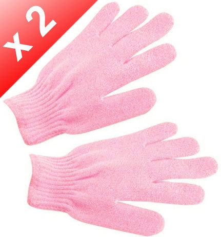 Lot de 2 Gants de gommage 5 doigts - Rose
