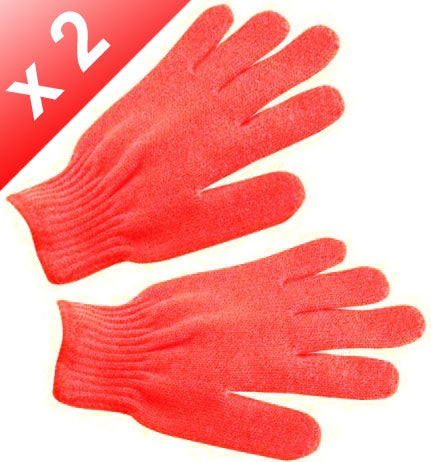 Lot de 2 Gants de gommage 5 doigts - Rouge