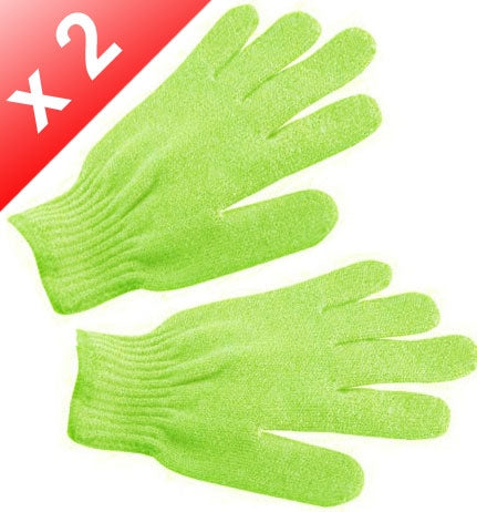 Lot de 2 Gants de gommage 5 doigts - Vert