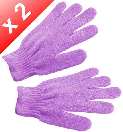 Lot de 2 Gants de gommage 5doigts - Violet